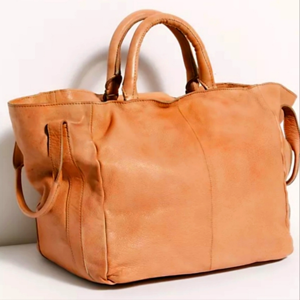 Free People Caramel Leslie Leather Tote